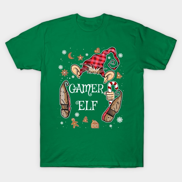 Cute Gamer Elf Xmas Gnome Costume T-Shirt by ArtedPool